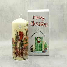 Load image into Gallery viewer, Christmas candle, Pillar candle, Decorated Candle, Traditional Christmas, Secret Santa gift