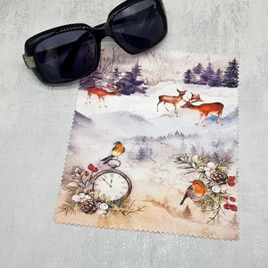 Christmas O'clock soft cloth for eyeglasses, lens, spectacles, screens, Christmas stocking filler, small gift
