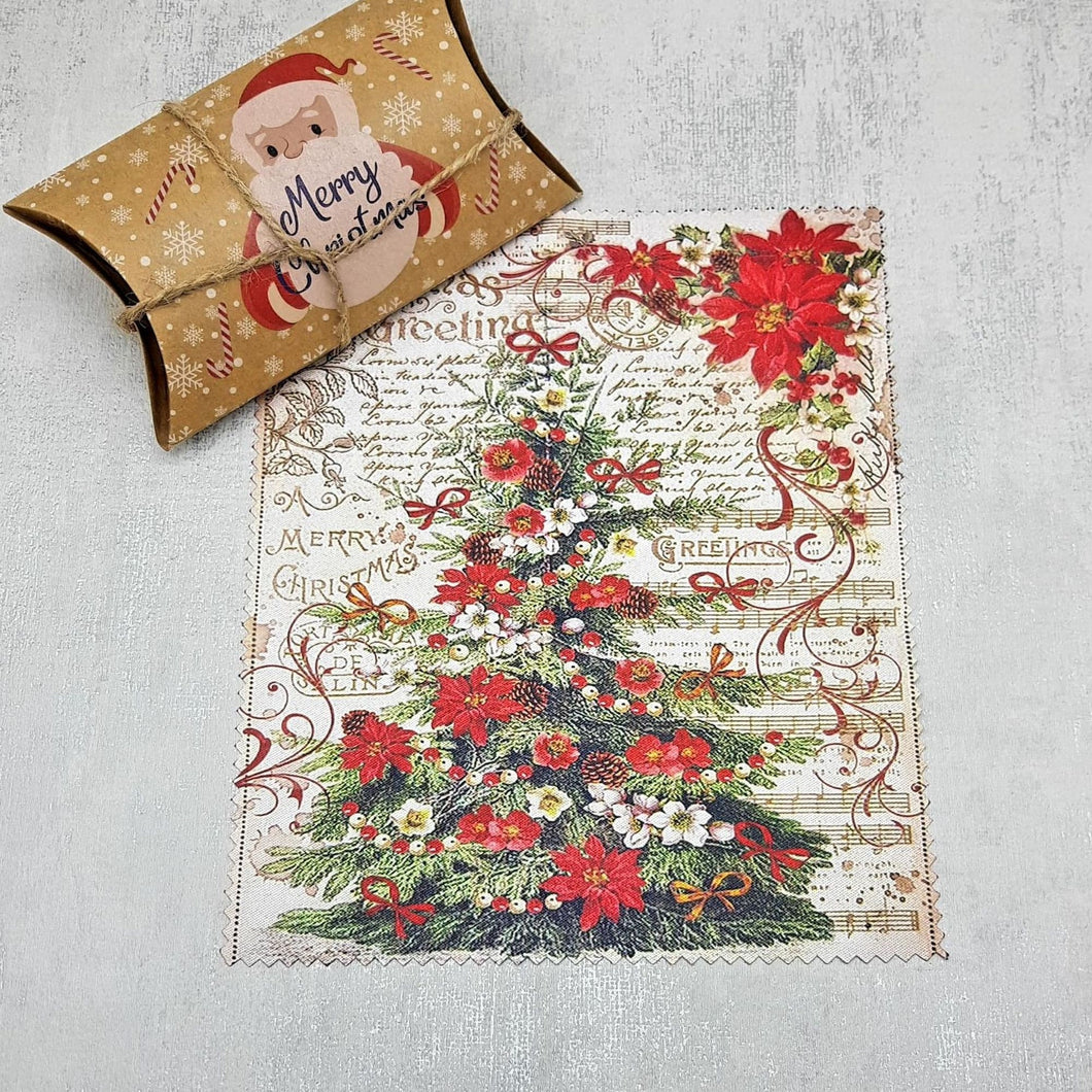 Christmas Tree soft cloth for eyeglasses, lens, spectacles, screens, Christmas stocking filler, small gift