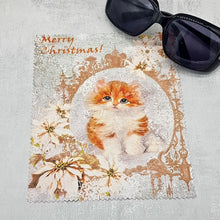 Load image into Gallery viewer, Christmas Cat soft cloth for eyeglasses, lens, spectacles, screens, Christmas stocking filler, small gift
