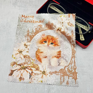 Christmas Cat soft cloth for eyeglasses, lens, spectacles, screens, Christmas stocking filler, small gift