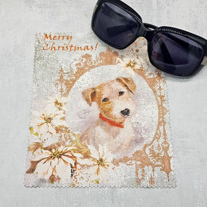 Christmas Dog soft cloth for eyeglasses, lens, spectacles, screens, Christmas stocking filler, small gift