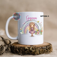 Load image into Gallery viewer, Personalised Fairy girl mug, Rainbow fairy mug, Hot chocolate mug gift, Birthday gift, Gift for daughter, sister