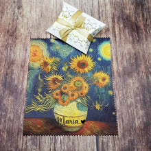 Load image into Gallery viewer, Personalised Van Gogh Sunflowers soft cloth for eyeglasses, lens, spectacles, screens, unique small gift