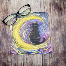 Load image into Gallery viewer, Personalised Crescent moon cat soft cloth for eyeglasses, lens, spectacles, screens, unique small gift
