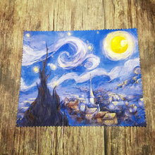 Load image into Gallery viewer, Personalised Van Gogh Winter village soft cloth for eyeglasses, lens, spectacles, screens, unique small gift