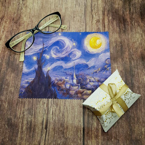 Personalised Van Gogh Winter village soft cloth for eyeglasses, lens, spectacles, screens, unique small gift