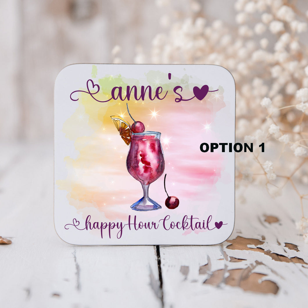 Personalised cocktail coasters, tableware, home and garden decor, letter box gift, birthday gift