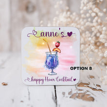 Load image into Gallery viewer, Personalised cocktail coasters, tableware, home and garden decor, letter box gift, birthday gift