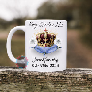King Charles III Coronation mug, coaster, Royal souvenir, Coronation keepsake, memorabilia mug and coaster