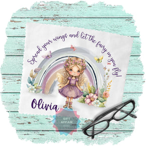 Personalised Woodland Fairy cloth for eyeglasses, lens, spectacles, screens, magical rainbow gift for girls