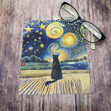 Load image into Gallery viewer, Personalised black cat and moon soft cloth for eyeglasses, lens, spectacles, screens, small gift