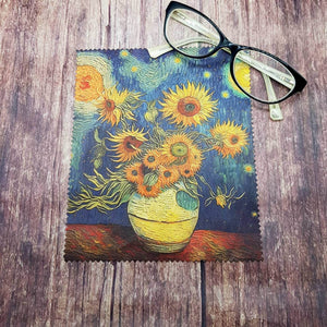 Personalised Van Gogh Sunflowers soft cloth for eyeglasses, lens, spectacles, screens, unique small gift