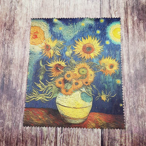 Personalised Van Gogh Sunflowers soft cloth for eyeglasses, lens, spectacles, screens, unique small gift