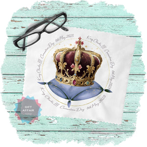 King Charles III keepsake cloth for eyeglasses, lens, spectacles, screens, unique small gift, royal memorabilia