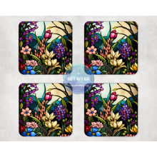 Load image into Gallery viewer, Summer flowers coasters set, tableware, home and garden decor, letter box gift, 4 MDF coasters