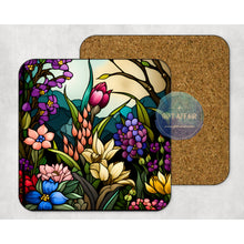 Load image into Gallery viewer, Summer flowers coasters set, tableware, home and garden decor, letter box gift, 4 MDF coasters