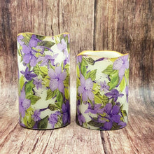 Load image into Gallery viewer, Clematis LED decorative candles, Set of 2 flameless flickering pillar candles, spring home decor