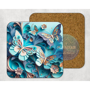 Butterfly quilling floral design coasters, slate coaster, mdf coaster, letter box gift, tableware gift for her him