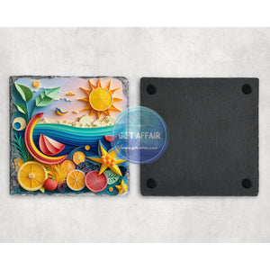 Tropical summer coasters, slate coaster, mdf coaster, letter box gift, tableware gift for her him