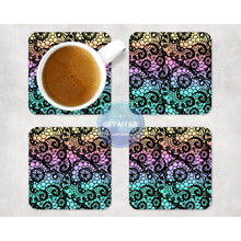 Load image into Gallery viewer, Rainbow lace coasters, coffee tea drink coasters, table decor