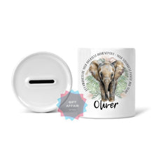 Load image into Gallery viewer, Personalised elephant ceramic piggy bank