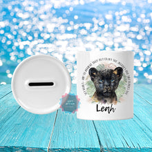 Load image into Gallery viewer, Personalised baby panther piggy bank