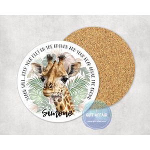 Giraffe affirmation coasters, personalised motivation coffee tea drink coasters, table decor, letterbox gift