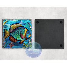 Load image into Gallery viewer, Blue Fish coasters, nautical gift, home and garden decor, letter box gift, mdf, slate coasters