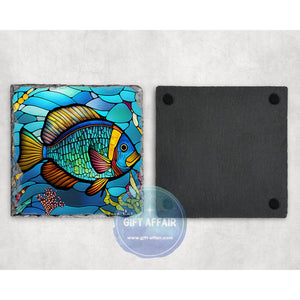 Blue Fish coasters, nautical gift, home and garden decor, letter box gift, mdf, slate coasters