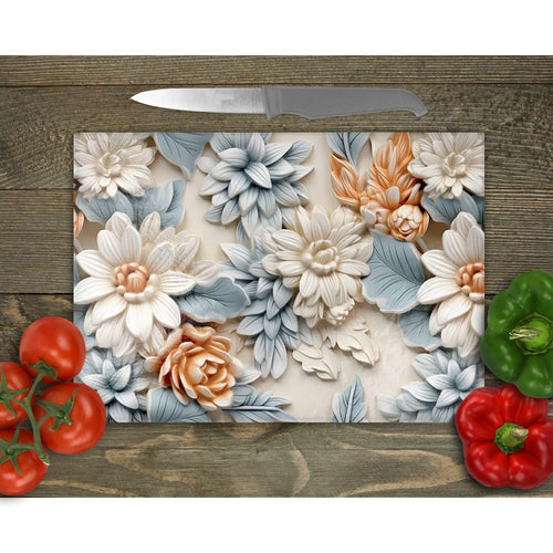 3D Floral Tempered Glass Chopping Board - Gift Affair
