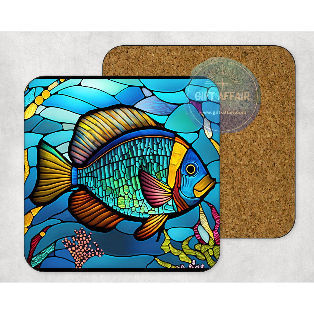Blue Fish coasters, nautical gift, home and garden decor, letter box gift, mdf, slate coasters