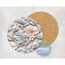 Load image into Gallery viewer, Pink and blue floral coasters, 3d effect gift, home and garden decor, letter box gift, mdf, slate coasters