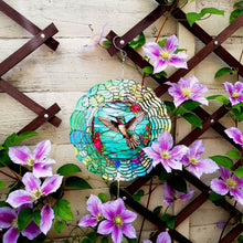 Load image into Gallery viewer, Floral Hummingbird Hanging Wind Spinner Ornament for Indoor Outdoor Garden Yard Window Porch Front Door Decoration