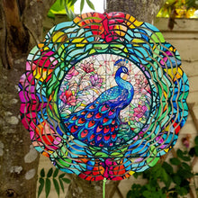 Load image into Gallery viewer, Floral Peacock Hanging Wind Spinner Ornament for Indoor Outdoor Garden Yard Window Porch Front Door Decoration