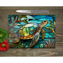 Load image into Gallery viewer, Turtle Tempered Glass Chopping Board, Glass Placemats, outside dining, housewarming gift, worktop saver