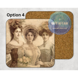 Vintage Victorian ladies mdf coasters, retro ladies coasters, home and garden decor, letter box gift friends, family retro lovers