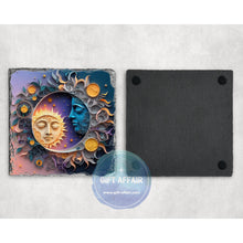 Load image into Gallery viewer, Sun and Moon 3d effect coasters, home and garden decor, letter box gift, mdf, slate coasters, tea coffee coasters, love coasters