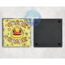 Load image into Gallery viewer, Happy duckling inflated 3d effect coasters, home and garden decor, letter box gift, mdf slate coasters, tea coffee, animal lover coaster