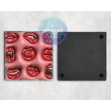 Load image into Gallery viewer, Red lips inflated 3d effect coasters, home and garden decor, letter box gift, mdf slate coasters, tea coffee, unique coaster gift
