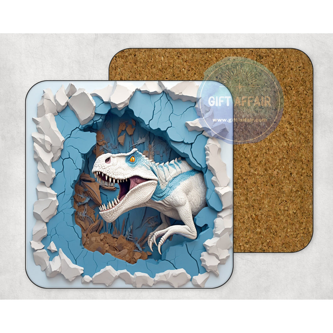 Dinasaur 3d effect coasters, home and garden decor, letter box gift, mdf slate coasters, tea coffee coaster gift