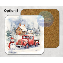 Load image into Gallery viewer, Snowman winter Christmas coasters, home and garden decor, letter box gift, mdf coasters, 9 patterns, Secret Santa coaster gift