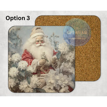 Load image into Gallery viewer, Vintage Santa winter Christmas coasters, home and garden decor, letter box gift, mdf coasters, 6 patterns, Secret Santa gift