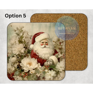 Vintage Santa winter Christmas coasters, home and garden decor, letter box gift, mdf coasters, 6 patterns, Secret Santa gift