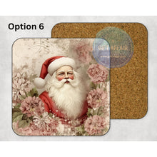 Load image into Gallery viewer, Vintage Santa winter Christmas coasters, home and garden decor, letter box gift, mdf coasters, 6 patterns, Secret Santa gift