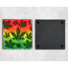 Load image into Gallery viewer, Cannabis leaf Marijuana weed inflated 3d effect coasters, home and garden decor, letter box gift, mdf, slate coasters, tea coffee coasters