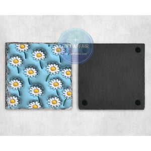 Daisy flower inflated 3d effect coasters, home and garden decor, letter box gift, mdf slate coasters, tea coffee, flower lover coaster