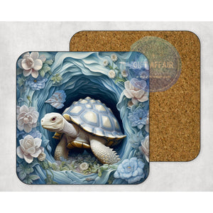 Sea Turtle 3d effect coasters, home and garden decor, letter box gift, mdf slate coasters, tea coffee coaster, sea beach turtle lover gift