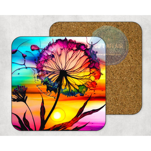 Dandelion coasters, home and garden decor, letter box gift, mdf slate coasters, tea coffee coaster, flower lover gift