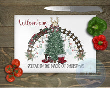 Load image into Gallery viewer, Personalised Believe in Mgic of Christmas Christmas Glass Chopping Board, Glass Placemats, tableware decor, housewarming family gift